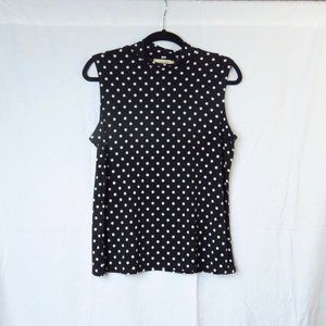 Poka-dot Turtle-neck Tank-Top (Black)